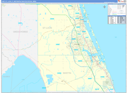 Port St. Lucie Metro Area Wall Map Basic Style 2024
